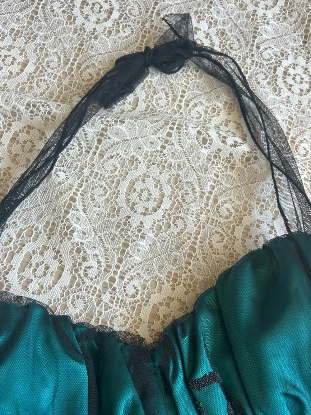 Trixxi Teal and Black Halter Prom Dress